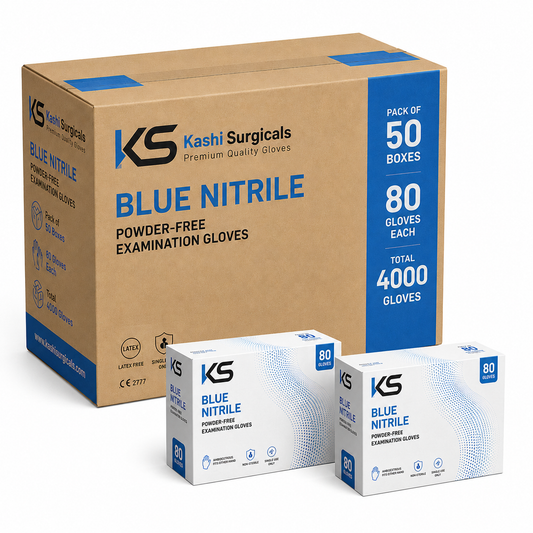 Blue Nitrile Powder Free Gloves – Bulk Pack of 50 Boxes (4000 Gloves)