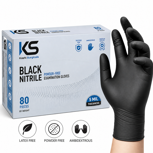 Black Nitrile Powder Free Gloves – Pack of 80
