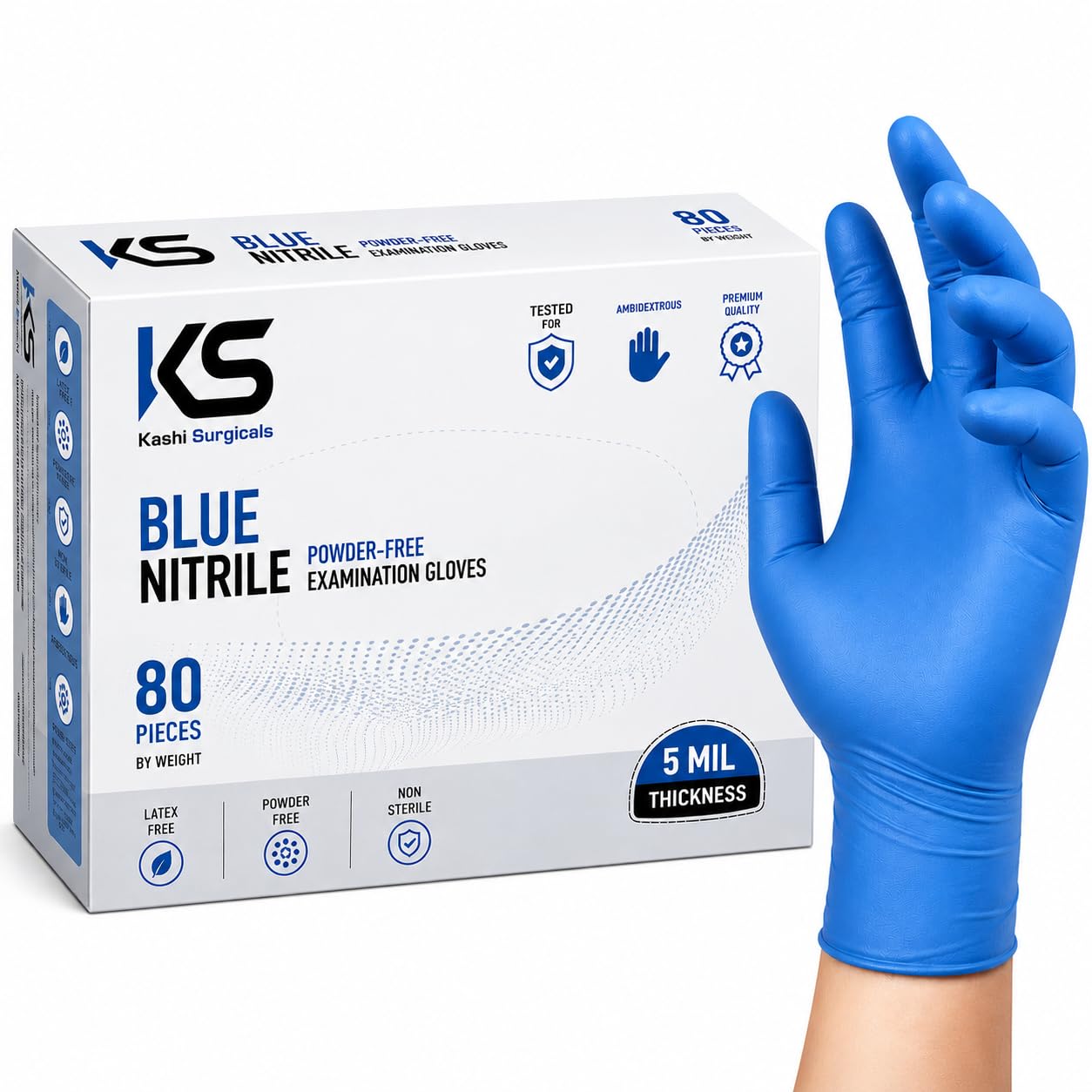 Blue Nitrile Powder Free Gloves – Pack of 80