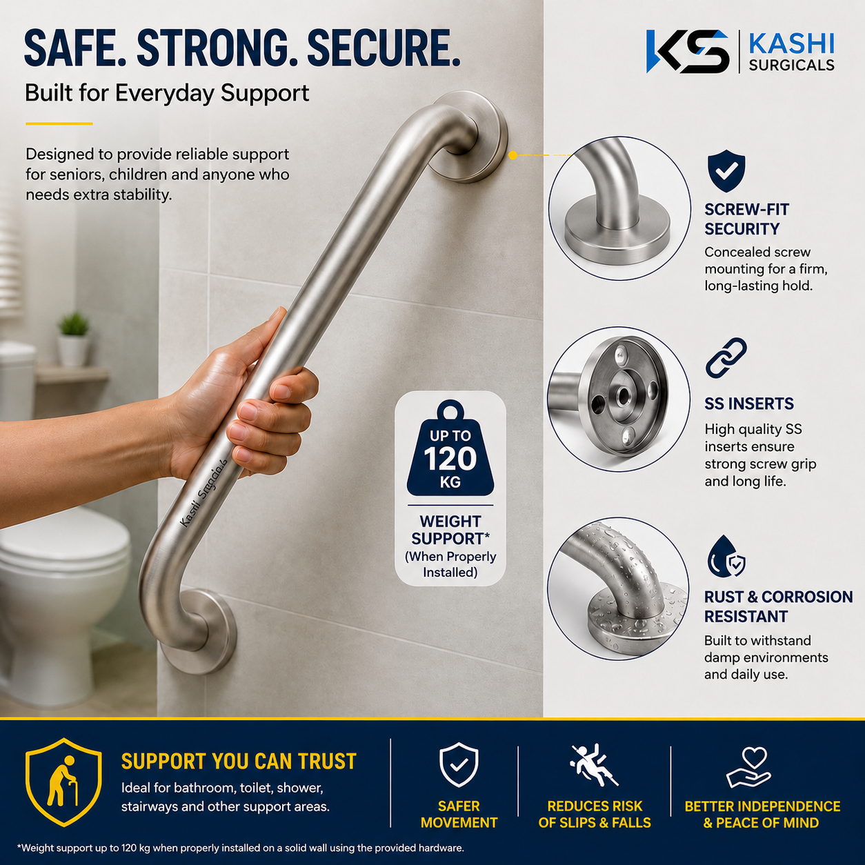 Bathroom Grab Bar – Stainless Steel