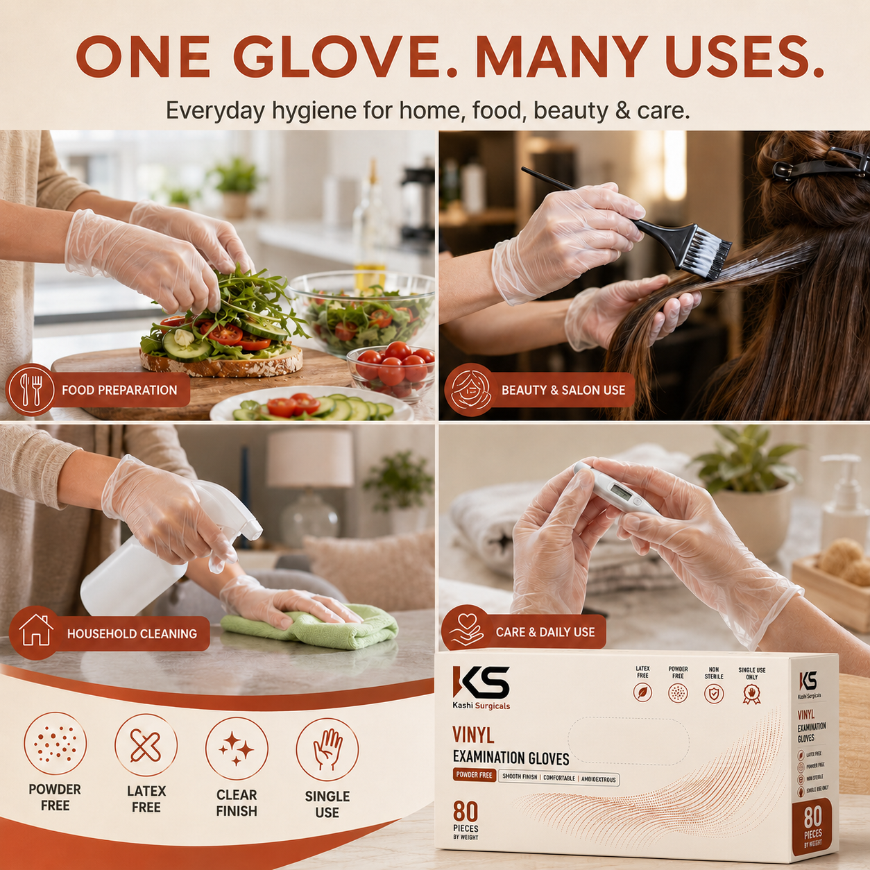 Clear Vinyl Powder Free Gloves – Pack of 80