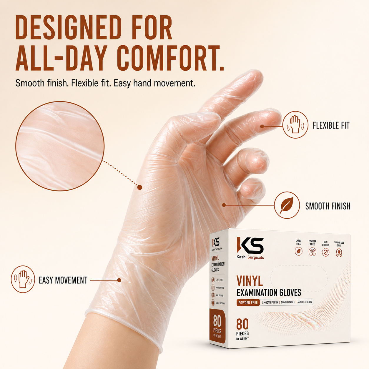 Clear Vinyl Powder Free Gloves – Pack of 80