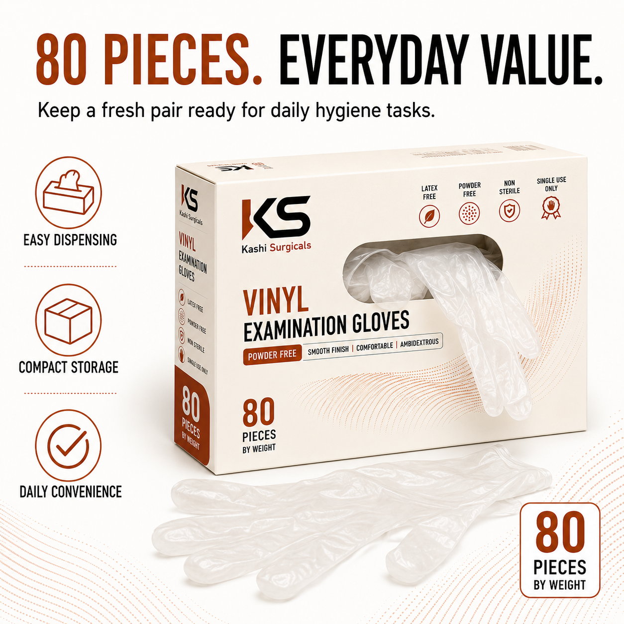 Clear Vinyl Powder Free Gloves – Pack of 80