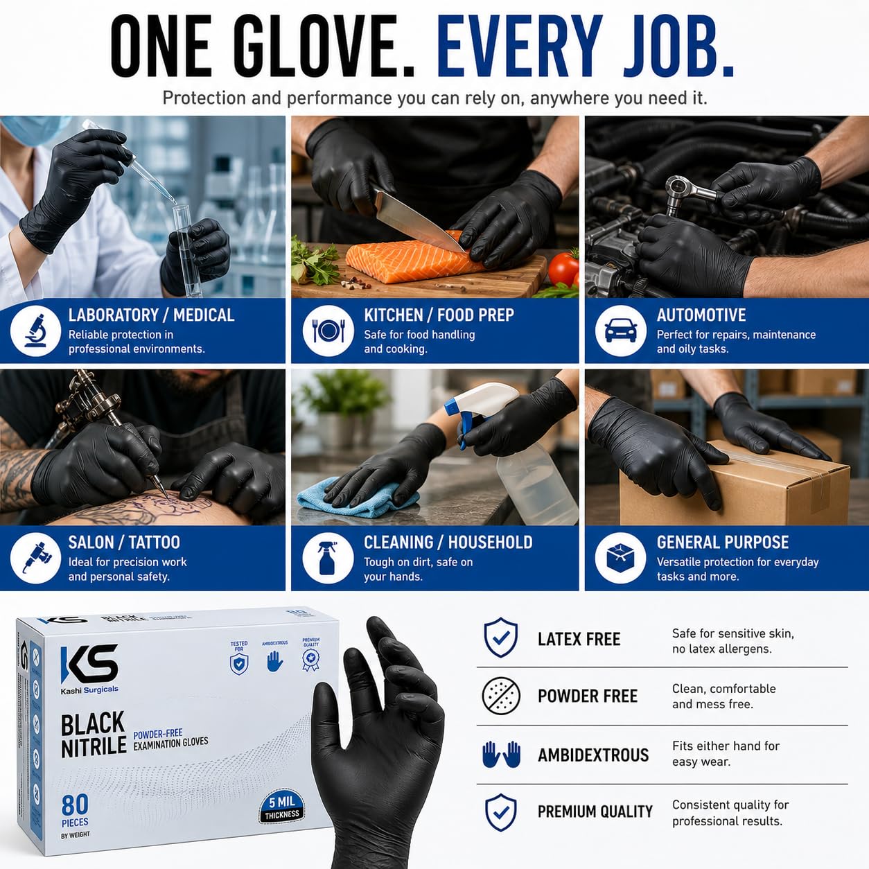 Black Nitrile Powder Free Gloves – Bulk Pack of 50 Boxes (4000 Gloves)