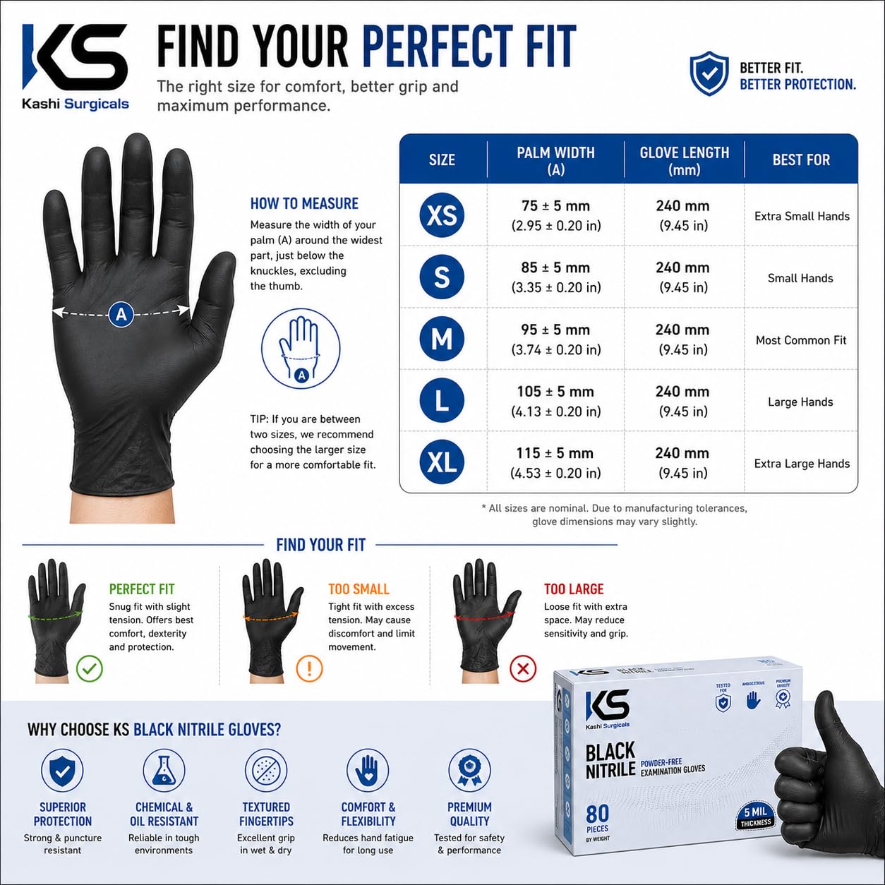 Black Nitrile Powder Free Gloves – Bulk Pack of 50 Boxes (4000 Gloves)