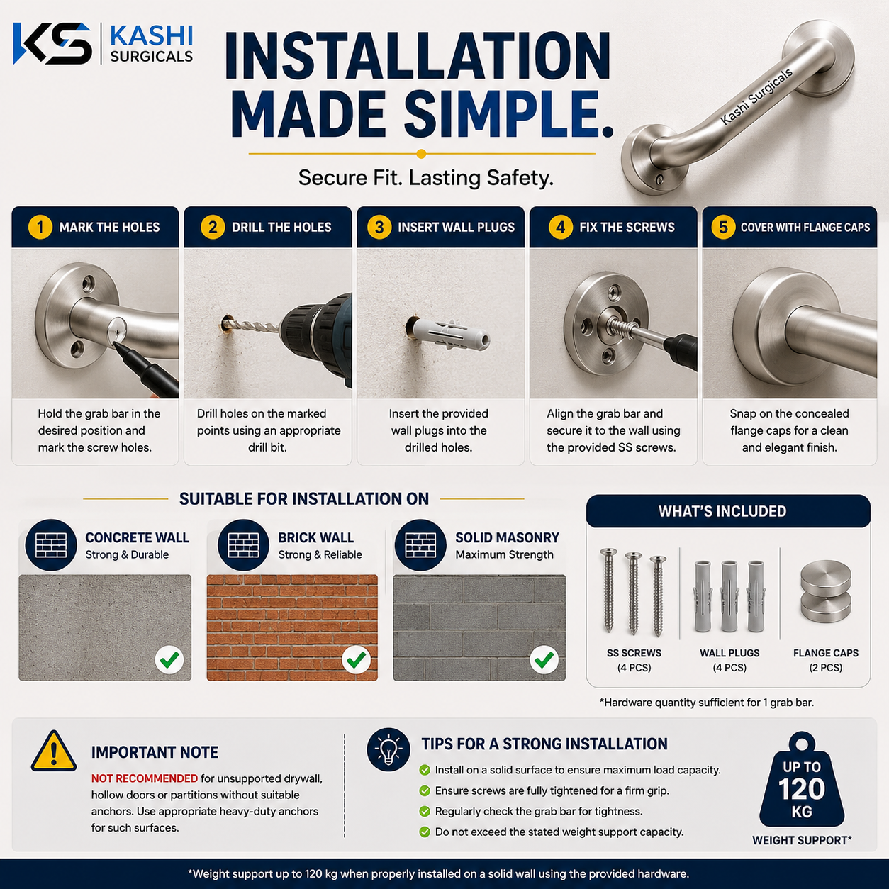 Bathroom Grab Bar – Stainless Steel
